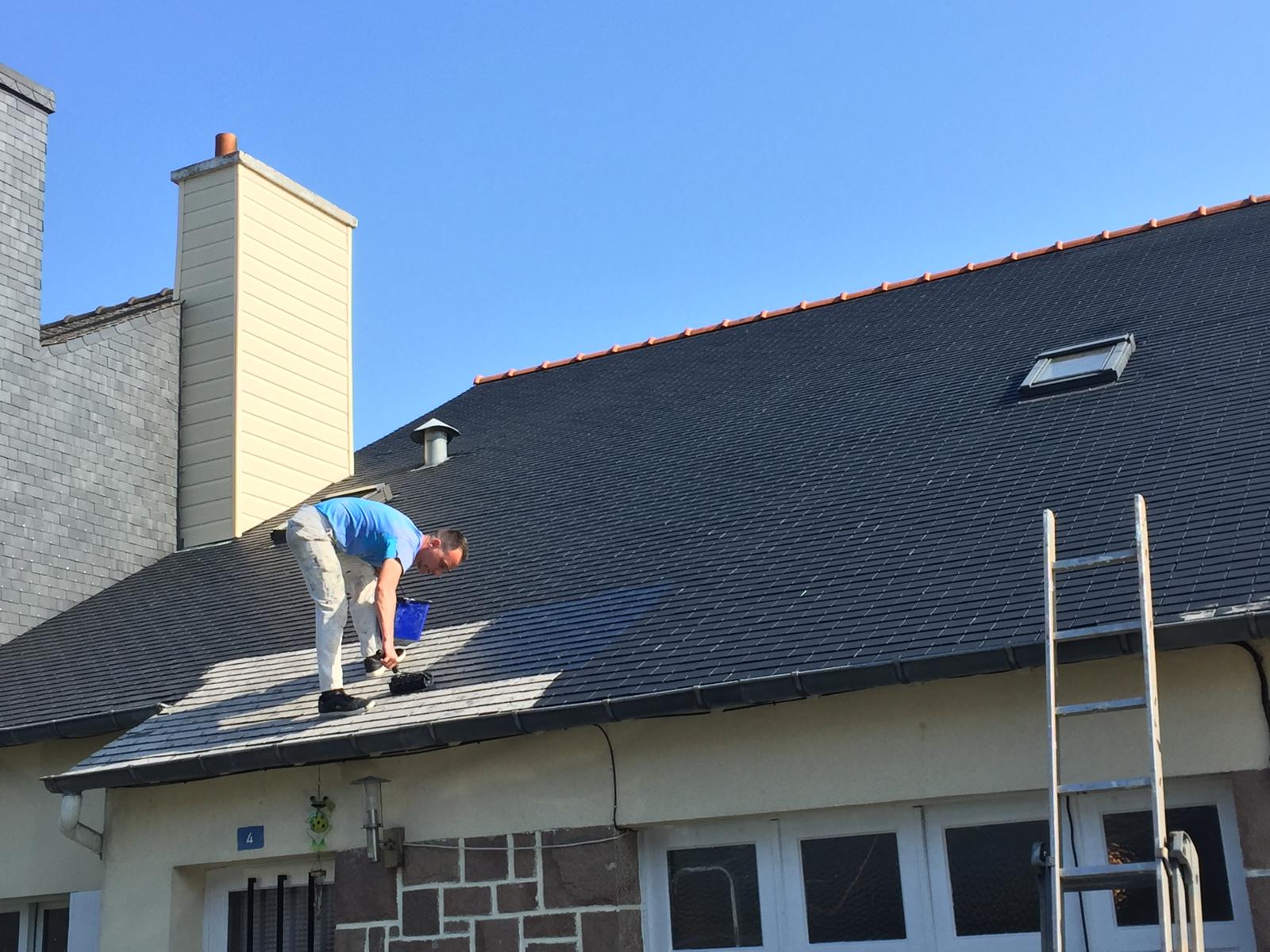 Toiture nettoyée et hydrofugée à Guingamp